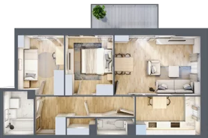 3 pokoje, mieszkanie 62,81 m², piętro 1, oferta nr 1/7, Osiedle Motiff, Warszawa, Ursus, Skorosze, ul. Tomcia Palucha 33