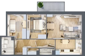 3 pokoje, mieszkanie 62,80 m², piętro 2, oferta nr 1/11, Osiedle Motiff, Warszawa, Ursus, Skorosze, ul. Tomcia Palucha 33