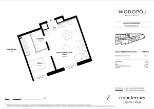 2 pokoje, mieszkanie 52,53 m², piętro 8, oferta nr 08.03, WODOPÓJ, Gdańsk, Śródmieście, ul. Wodopój 5 