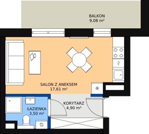 1 pokój, mieszkanie 26,01 m², piętro 4, oferta nr 24, Kapelanka – Pychowicka - Budynek CD, Kraków, Dębniki, Zakrzówek, ul. Pychowicka 3C