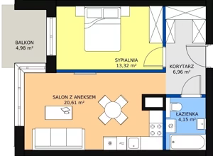2 pokoje, mieszkanie 45,87 m², piętro 2, oferta nr 57, Kapelanka – Pychowicka - Budynek CD, Kraków, Dębniki, Zakrzówek, ul. Pychowicka 3C