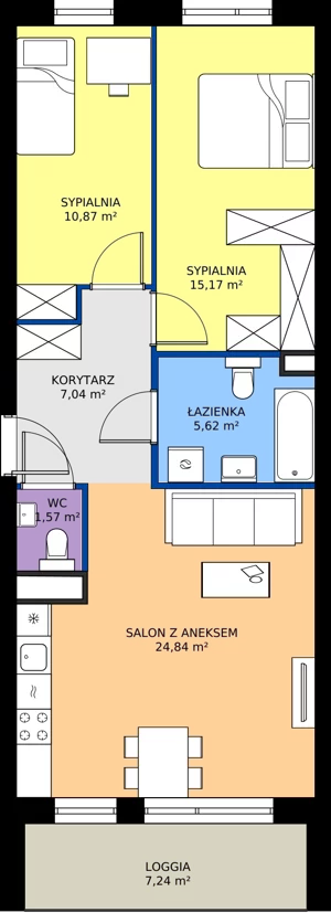 3 pokoje, mieszkanie 65,18 m², piętro 4, oferta nr 116, Jurowiecka 22, Białystok, Sienkiewicza, ul. Jurowiecka 22