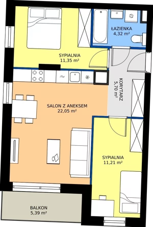 3 pokoje, mieszkanie 54,73 m², piętro 4, oferta nr 175, Jurowiecka 22, Białystok, Sienkiewicza, ul. Jurowiecka 22