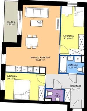 3 pokoje, mieszkanie 65,97 m², piętro 3, oferta nr 238, Jurowiecka 22, Białystok, Sienkiewicza, ul. Jurowiecka 22