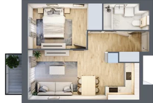 2 pokoje, mieszkanie 39,27 m², piętro 1, oferta nr D14, Let's Sea Baltic Park II etap, Gąski, ul. Nadbrzeżna 52C