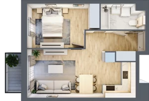 2 pokoje, apartament 39,26 m², piętro 1, oferta nr D16, Let's Sea Baltic Park II etap, Gąski, ul. Nadbrzeżna 52C