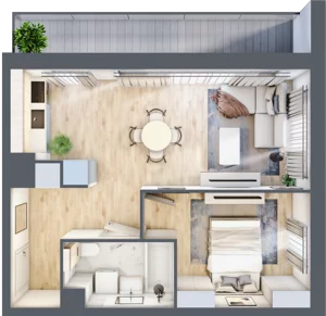 2 pokoje, apartament 40,49 m², piętro 1, oferta nr F77, Let's Sea Baltic Park II etap, Gąski, ul. Nadbrzeżna 52C