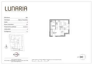 1 pokój, mieszkanie 27,27 m², parter, oferta nr A01, Lunaria, Gdynia, Działki Leśne, ul. Poznańska 1