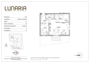 3 pokoje, mieszkanie 62,94 m², parter, oferta nr A02, Lunaria, Gdynia, Działki Leśne, ul. Poznańska 1