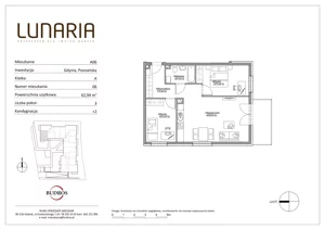 3 pokoje, mieszkanie 62,94 m², piętro 1, oferta nr A06, Lunaria, Gdynia, Działki Leśne, ul. Poznańska 1