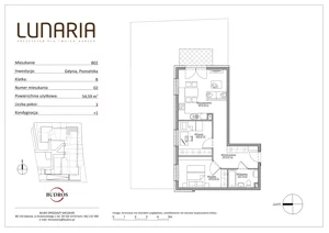 3 pokoje, mieszkanie 54,59 m², parter, oferta nr B02, Lunaria, Gdynia, Działki Leśne, ul. Poznańska 1