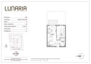 2 pokoje, mieszkanie 37,02 m², parter, oferta nr B03, Lunaria, Gdynia, Działki Leśne, ul. Poznańska 1