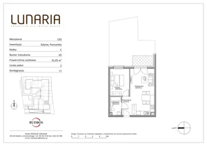 2 pokoje, mieszkanie 41,03 m², parter, oferta nr C03, Lunaria, Gdynia, Działki Leśne, ul. Poznańska 1