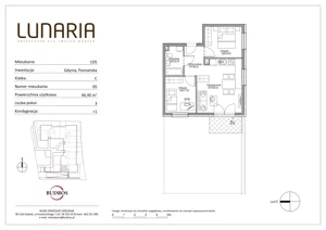 3 pokoje, mieszkanie 46,40 m², parter, oferta nr C05, Lunaria, Gdynia, Działki Leśne, ul. Poznańska 1