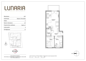 3 pokoje, mieszkanie 58,31 m², piętro 1, oferta nr C07, Lunaria, Gdynia, Działki Leśne, ul. Poznańska 1