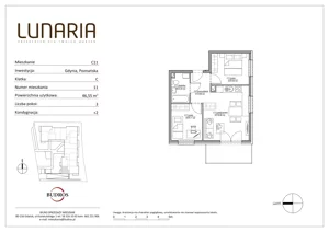 3 pokoje, mieszkanie 46,55 m², piętro 1, oferta nr C11, Lunaria, Gdynia, Działki Leśne, ul. Poznańska 1