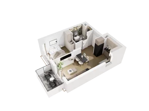 2 pokoje, mieszkanie 40,66 m², piętro 1, oferta nr A.1.09, Osiedle Parkowe Aleje etap III, Wrocław, Brochów, Krzyki, ul. Syryjska