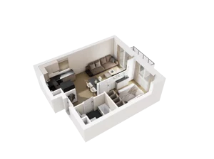 2 pokoje, mieszkanie 40,66 m², piętro 1, oferta nr A.1.09, Osiedle Parkowe Aleje etap III, Wrocław, Brochów, Krzyki, ul. Syryjska
