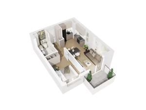 2 pokoje, mieszkanie 36,70 m², piętro 3, oferta nr A.3.19, Osiedle Parkowe Aleje etap III, Wrocław, Brochów, Krzyki, ul. Syryjska