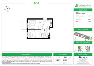 2 pokoje, mieszkanie 40,68 m², piętro 1, oferta nr B.1.06, Osiedle Parkowe Aleje etap III, Wrocław, Brochów, Krzyki, ul. Syryjska