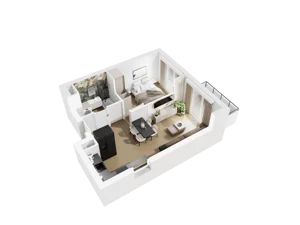2 pokoje, mieszkanie 40,68 m², piętro 1, oferta nr B.1.06, Osiedle Parkowe Aleje etap III, Wrocław, Brochów, Krzyki, ul. Syryjska