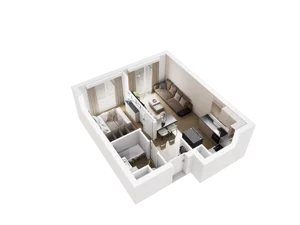 2 pokoje, mieszkanie 40,68 m², piętro 1, oferta nr B.1.06, Osiedle Parkowe Aleje etap III, Wrocław, Brochów, Krzyki, ul. Syryjska