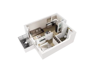 2 pokoje, mieszkanie 40,68 m², piętro 1, oferta nr B.1.06, Osiedle Parkowe Aleje etap III, Wrocław, Brochów, Krzyki, ul. Syryjska