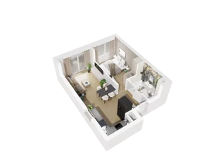 2 pokoje, mieszkanie 40,68 m², piętro 1, oferta nr B.1.07, Osiedle Parkowe Aleje etap III, Wrocław, Brochów, Krzyki, ul. Syryjska