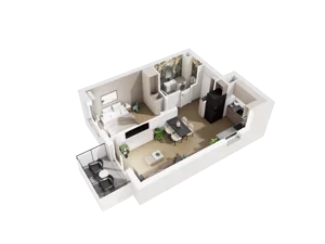 2 pokoje, mieszkanie 40,68 m², piętro 1, oferta nr B.1.07, Osiedle Parkowe Aleje etap III, Wrocław, Brochów, Krzyki, ul. Syryjska