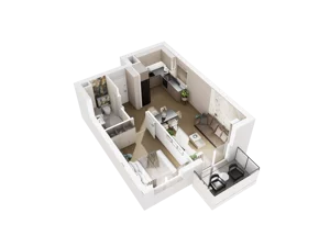 2 pokoje, mieszkanie 40,68 m², piętro 1, oferta nr B.1.07, Osiedle Parkowe Aleje etap III, Wrocław, Brochów, Krzyki, ul. Syryjska
