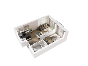 2 pokoje, mieszkanie 40,68 m², piętro 1, oferta nr B.1.07, Osiedle Parkowe Aleje etap III, Wrocław, Brochów, Krzyki, ul. Syryjska