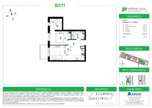 2 pokoje, mieszkanie 41,93 m², piętro 1, oferta nr B.1.11, Osiedle Parkowe Aleje etap III, Wrocław, Brochów, Krzyki, ul. Syryjska