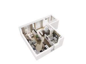 2 pokoje, mieszkanie 41,93 m², piętro 1, oferta nr B.1.11, Osiedle Parkowe Aleje etap III, Wrocław, Brochów, Krzyki, ul. Syryjska