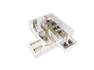 2 pokoje, mieszkanie 40,68 m², piętro 2, oferta nr B.2.12, Osiedle Parkowe Aleje etap III, Wrocław, Brochów, Krzyki, ul. Syryjska