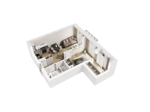 2 pokoje, mieszkanie 40,68 m², piętro 2, oferta nr B.2.12, Osiedle Parkowe Aleje etap III, Wrocław, Brochów, Krzyki, ul. Syryjska