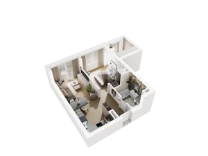 2 pokoje, mieszkanie 40,68 m², piętro 2, oferta nr B.2.12, Osiedle Parkowe Aleje etap III, Wrocław, Brochów, Krzyki, ul. Syryjska