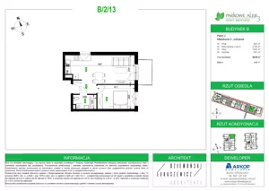 2 pokoje, mieszkanie 40,68 m², piętro 2, oferta nr B.2.13, Osiedle Parkowe Aleje etap III, Wrocław, Brochów, Krzyki, ul. Syryjska