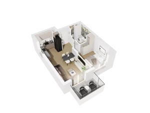 2 pokoje, mieszkanie 40,68 m², piętro 2, oferta nr B.2.13, Osiedle Parkowe Aleje etap III, Wrocław, Brochów, Krzyki, ul. Syryjska