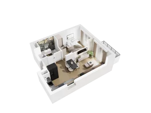 2 pokoje, mieszkanie 40,68 m², piętro 2, oferta nr B.2.13, Osiedle Parkowe Aleje etap III, Wrocław, Brochów, Krzyki, ul. Syryjska