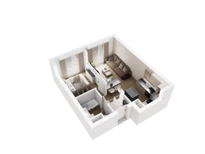 2 pokoje, mieszkanie 40,68 m², piętro 2, oferta nr B.2.13, Osiedle Parkowe Aleje etap III, Wrocław, Brochów, Krzyki, ul. Syryjska