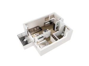 2 pokoje, mieszkanie 40,68 m², piętro 2, oferta nr B.2.13, Osiedle Parkowe Aleje etap III, Wrocław, Brochów, Krzyki, ul. Syryjska