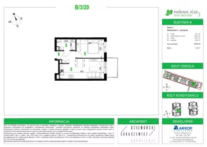 2 pokoje, mieszkanie 35,67 m², piętro 3, oferta nr B.3.20, Osiedle Parkowe Aleje etap III, Wrocław, Brochów, Krzyki, ul. Syryjska