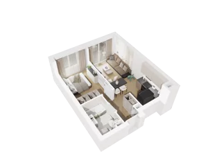 2 pokoje, mieszkanie 35,67 m², piętro 3, oferta nr B.3.20, Osiedle Parkowe Aleje etap III, Wrocław, Brochów, Krzyki, ul. Syryjska