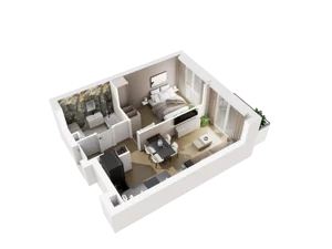 2 pokoje, mieszkanie 35,67 m², piętro 3, oferta nr B.3.20, Osiedle Parkowe Aleje etap III, Wrocław, Brochów, Krzyki, ul. Syryjska