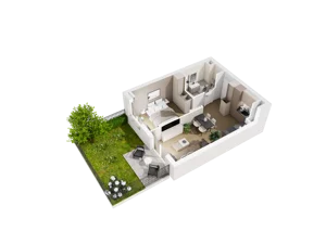 2 pokoje, mieszkanie 37,17 m², parter, oferta nr C.0.01, Osiedle Parkowe Aleje etap III, Wrocław, Brochów, Krzyki, ul. Syryjska