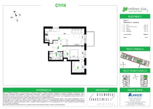 2 pokoje, mieszkanie 46,68 m², piętro 1, oferta nr C.1.14, Osiedle Parkowe Aleje etap III, Wrocław, Brochów, Krzyki, ul. Syryjska