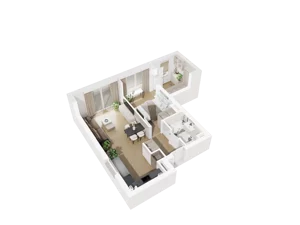 2 pokoje, mieszkanie 46,68 m², piętro 1, oferta nr C.1.14, Osiedle Parkowe Aleje etap III, Wrocław, Brochów, Krzyki, ul. Syryjska