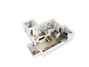 2 pokoje, mieszkanie 46,68 m², piętro 1, oferta nr C.1.14, Osiedle Parkowe Aleje etap III, Wrocław, Brochów, Krzyki, ul. Syryjska