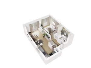2 pokoje, mieszkanie 41,73 m², piętro 2, oferta nr D.2.18, Osiedle Parkowe Aleje etap III, Wrocław, Brochów, Krzyki, ul. Syryjska
