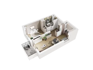 2 pokoje, mieszkanie 41,73 m², piętro 2, oferta nr D.2.18, Osiedle Parkowe Aleje etap III, Wrocław, Brochów, Krzyki, ul. Syryjska